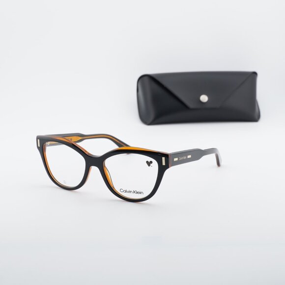 Calvin Klein CK23541 008 Cat Eye Eyeglasses 53mm - Black/Brown